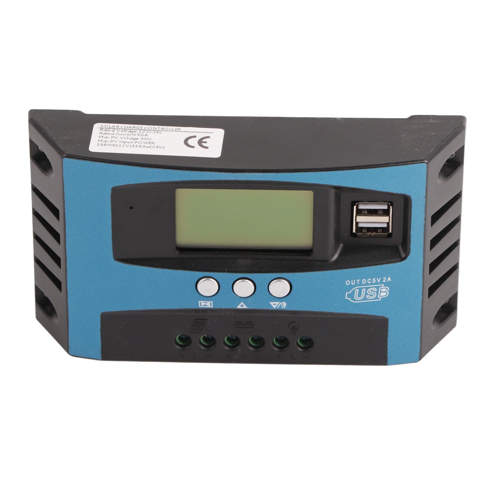 Contrôleur de charge solaire MPPT 80 A 12 V 24 V Régulateur intelligent de panneau photovoltaïque en alliage d'aluminium avec écran LCD numérique en temps réel pour système (90a)