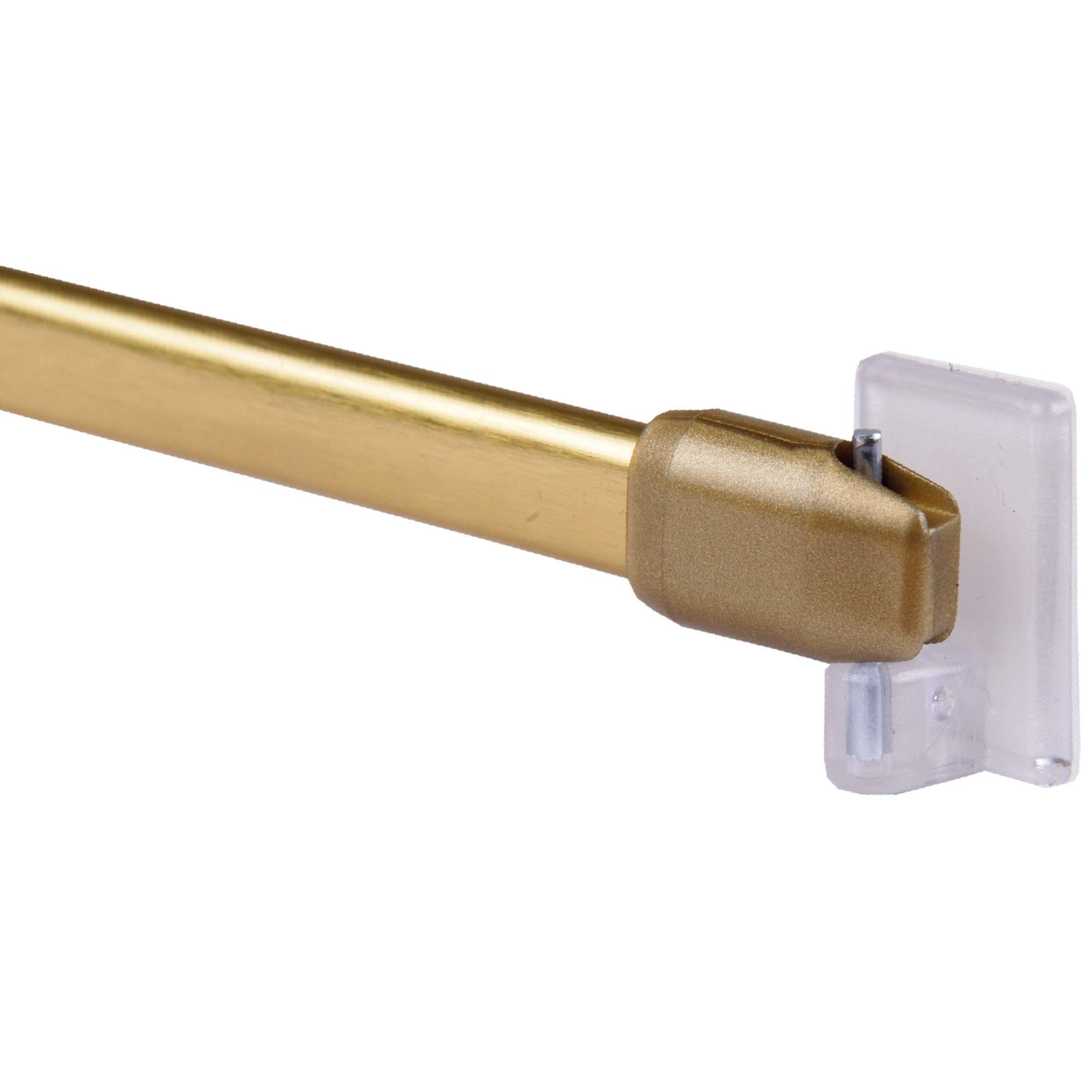 Gardinenstange Bistrostange (Messing Glanz) als 2er Pack - ausziehbar, inkl. Selbstklebehaken (80-120 cm)
