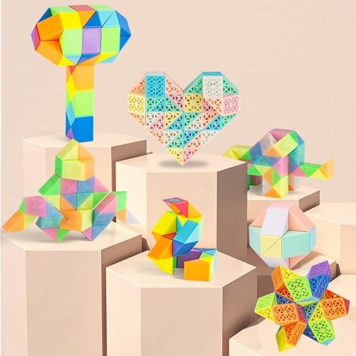 Miniatura 6 de Rompecabezas de serpiente sensorial con forma de cubo de serpiente mágica de gran tamaño, recuerdos de fiesta para niños y adultos, arcoíris y color