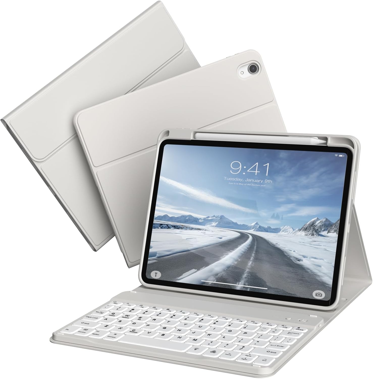 for iPad 11th 10th Generation Case with Keyboard - 7 Colors Backlit Detachable Wireless Folio Keyboard Cover with Pencil Holder for iPad 11 inch A16 2025 10th Gen 10.9 Inch 2022, Gray