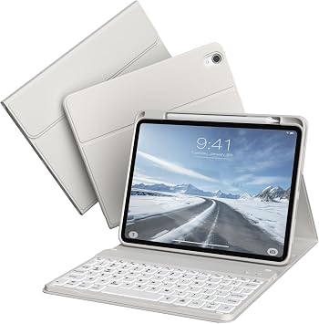Keyboard Case for iPad A16 11th/10th Generation 11/10.9 Inch | Case with 7 Colors Backlit Detachable Wireless Keyboard, Built-in Pencil Holder, Auto Wake/Sleep, Gray