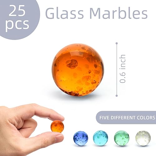 Miniatura 2 de SallyFashion 25 piezas de canicas que brillan en la oscuridad, canicas de vidrio luminosas a granel de colores para niños juegos de canicas