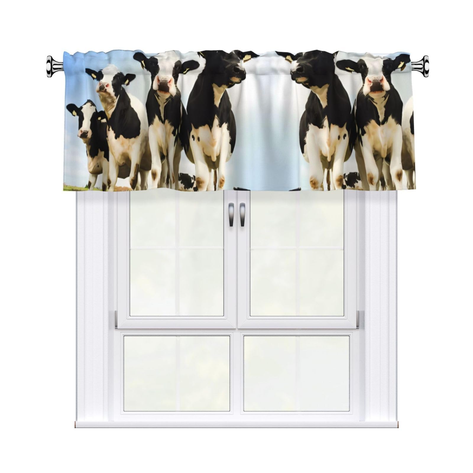 YYHHAOFA cute cow Prints Durable Kitchen Window Layer – 54x18 Inch 100% Polyester Valance with Precision Construction
