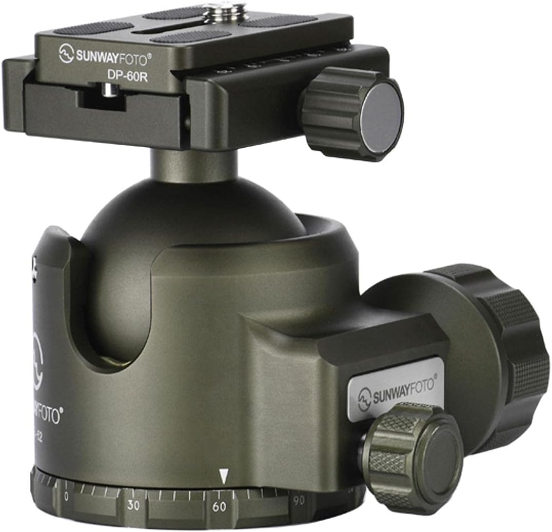 Sunwayfoto XB-52DLG 44mm Low Profile High Locking Strength Tripod Ball Head w Arca Compatible Duo Lever QR Clamp