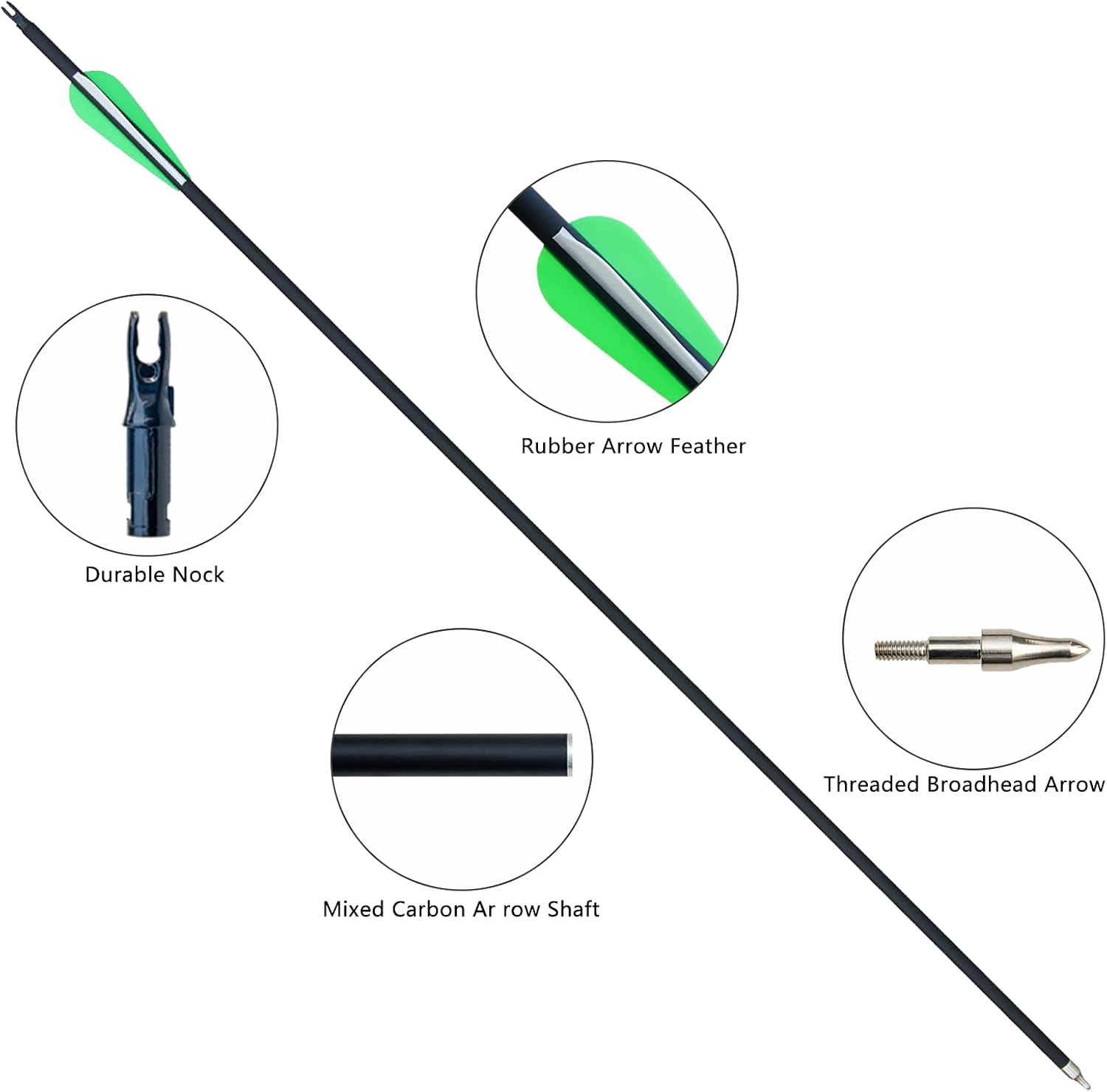 D&Q Archery Arrow Hunting Arrows 30″ Carbon Arrows Archery Targeting