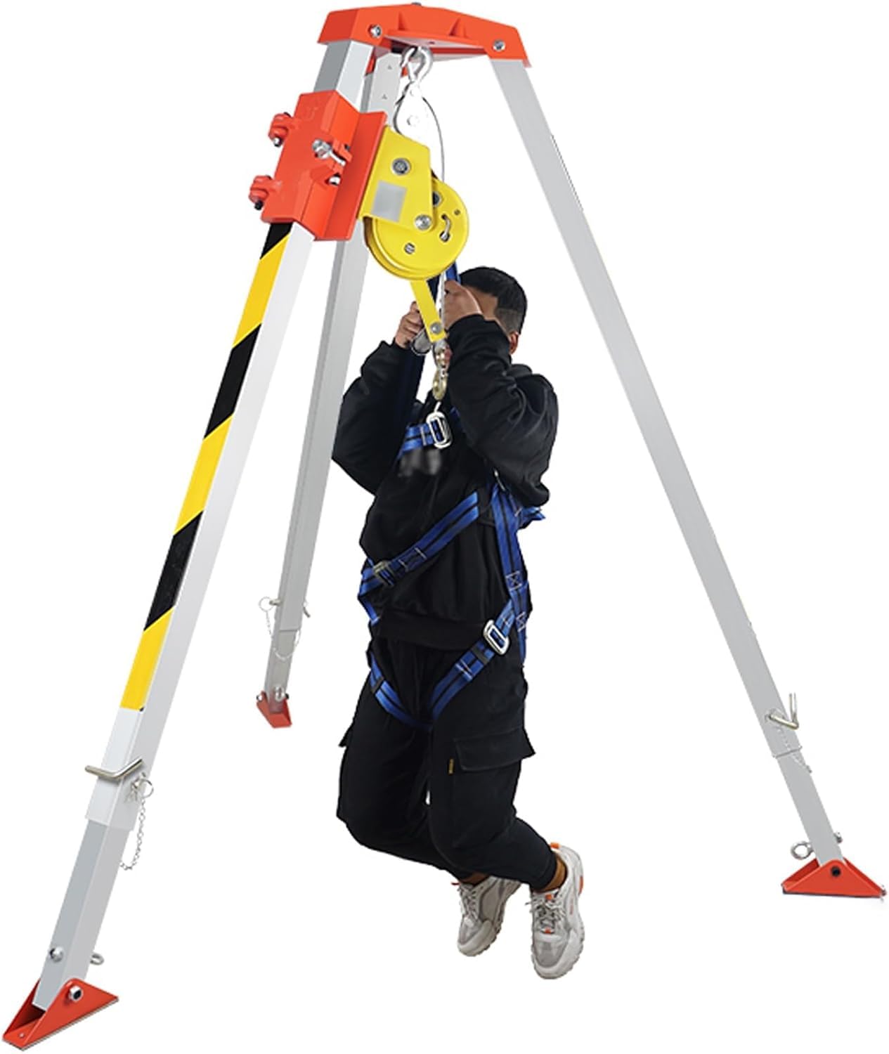 BYFSRUS HeavyDuty 1200lbs Tripod Rescue System with Retractable Winch for Confined SpacesDurable Safety Tripod for Emergency Recovery and Industrial Use