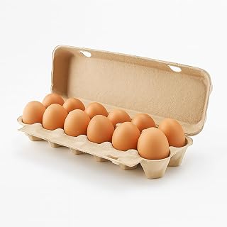echomerx 100-Pack Bulk Egg Cartons – Holds 12 Eggs (1 Dozen) Chicken Huevos, 2x6 Molded Paper Pulp, Blank Lid – Eco-Friendly, Reusable Storage for Backyard Farms, CSA, Farmers Markets, DIY Branding