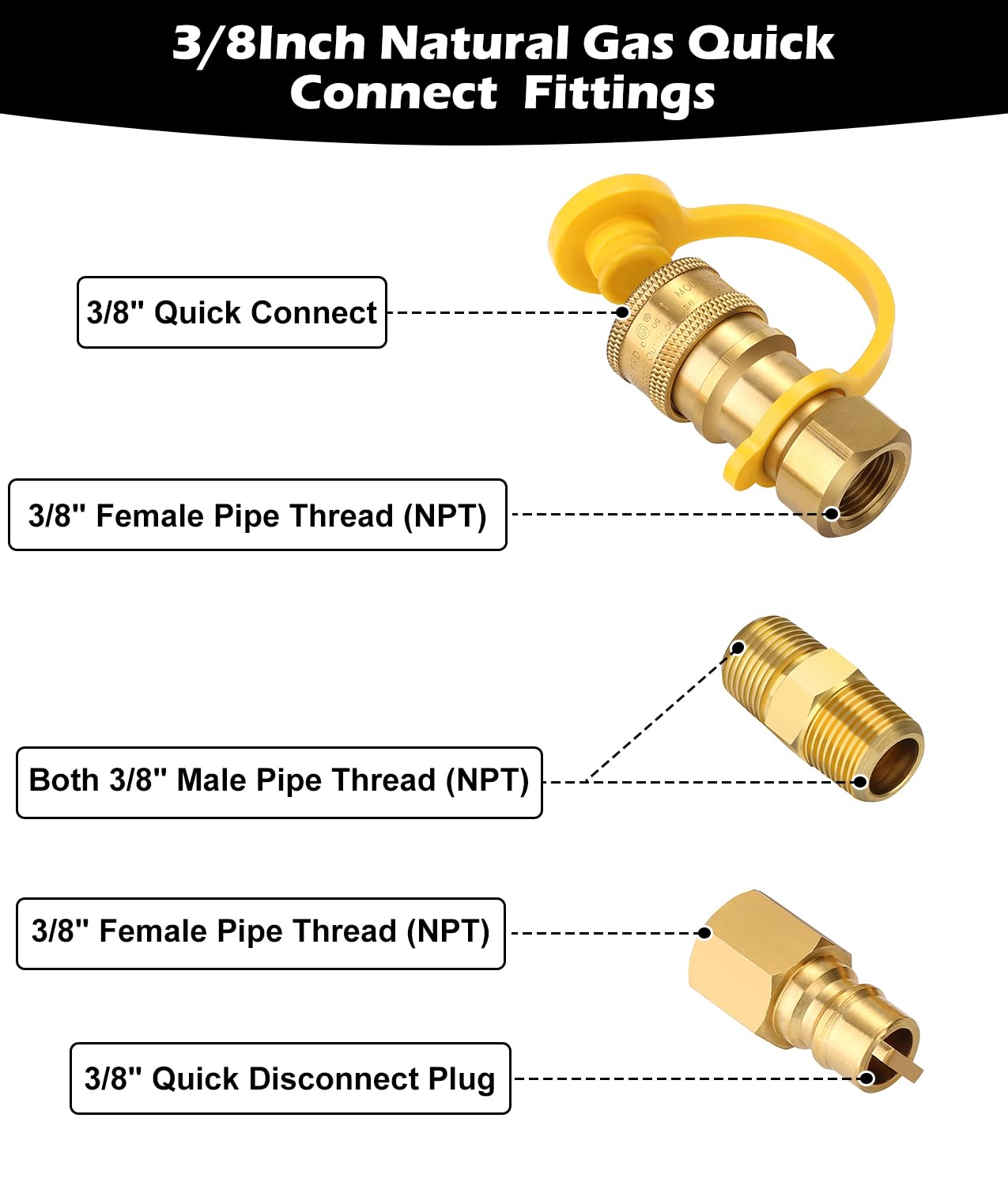 Snapklik.com : 3/8 Inch Natural Gas Quick Connect Fittings, LP Propane ...