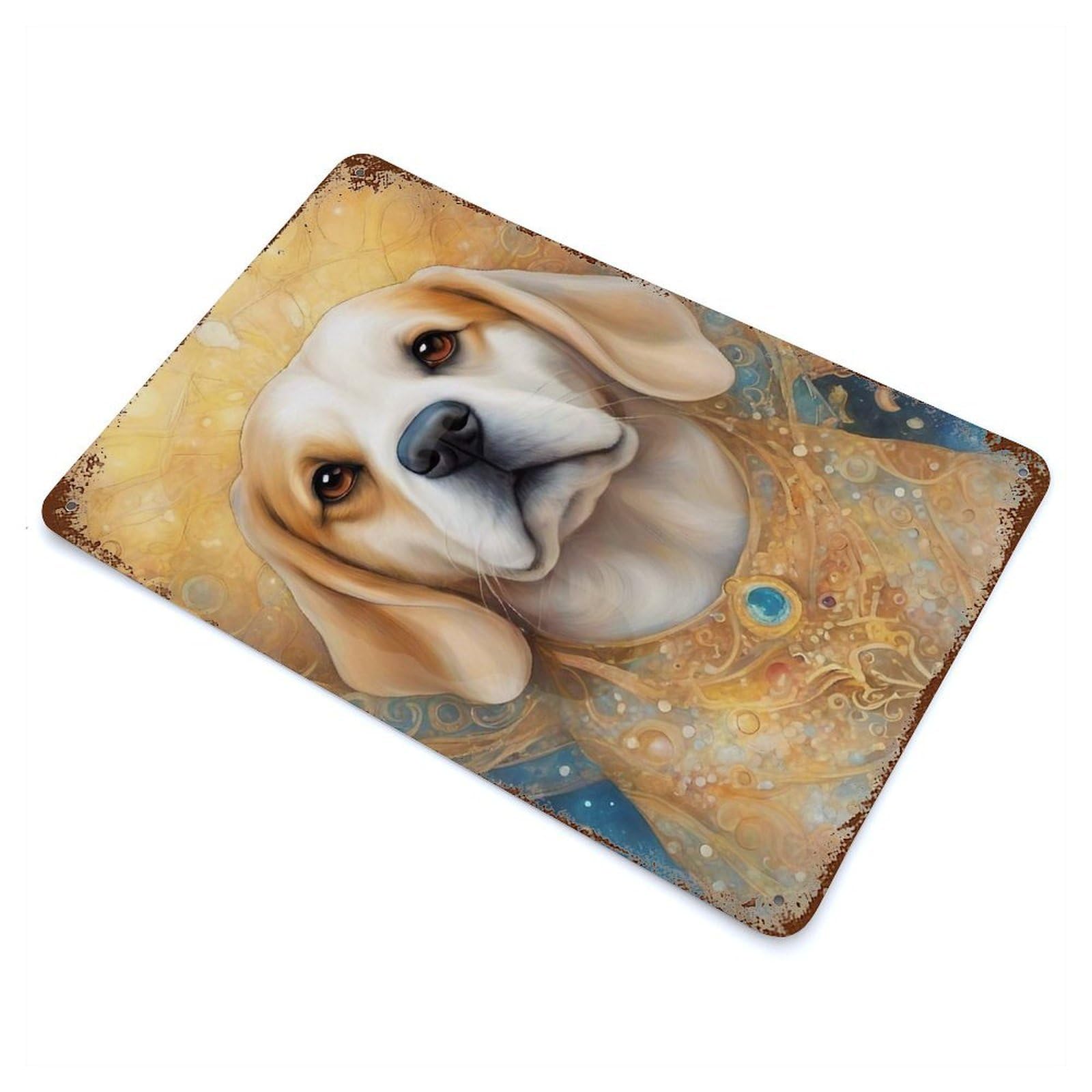 Dog000102 Weathered Tin Sign 11.8"x7.9", Ideal for Shed, Workshop And Garage Wall Decor