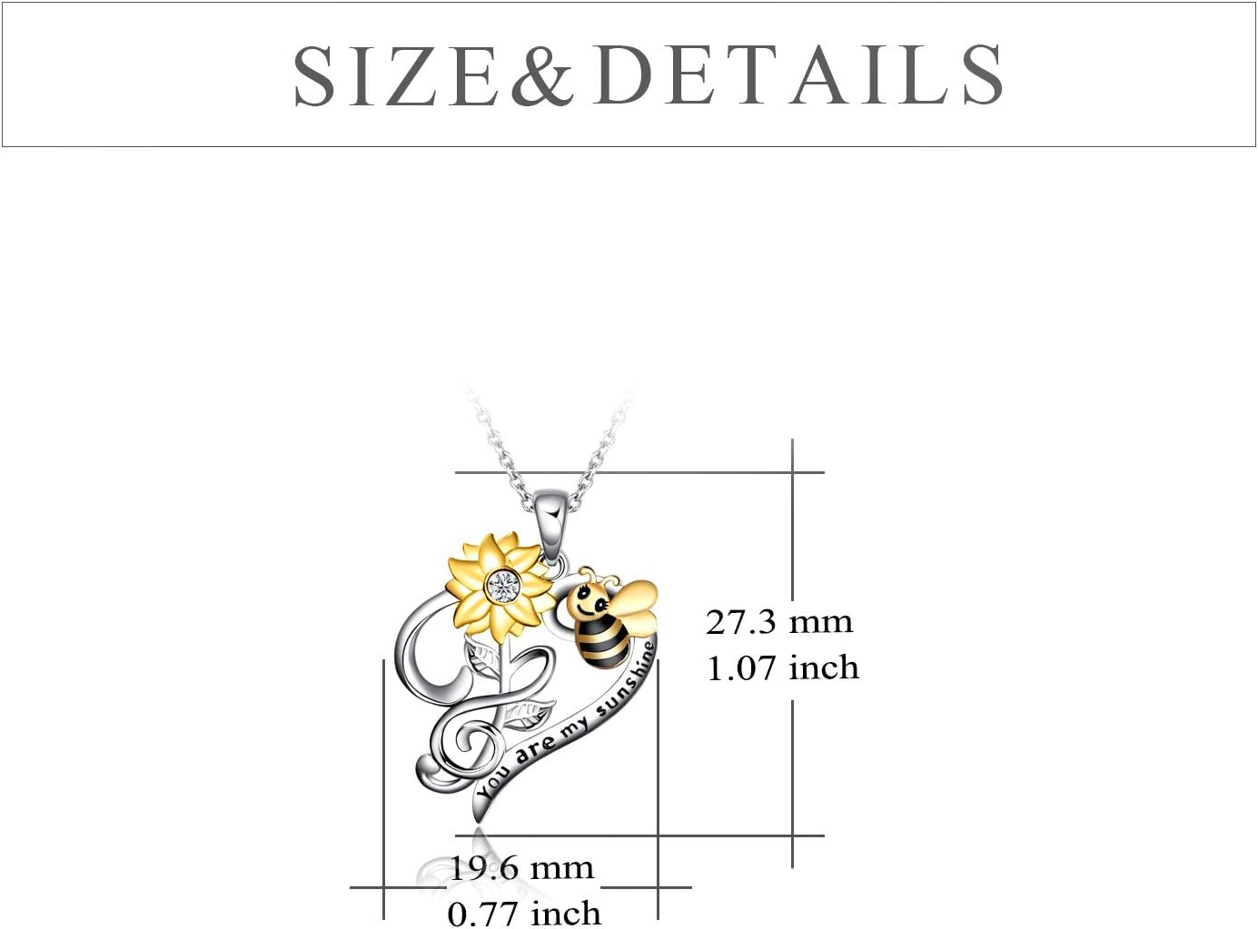 LUHE Bee Necklace 925 Sterling Silver Honeycomb Cute Flower Pendant Necklaces for Women Gifts for Her Women - Image 4