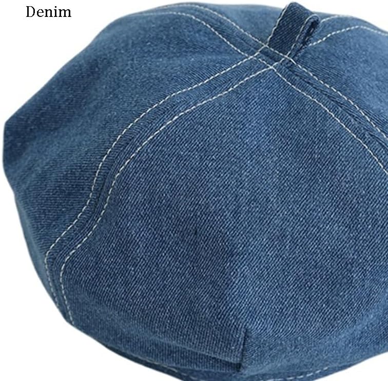 Student Denim Octagonal Beret Men's Women's Casual Painter's Hat