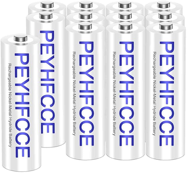 1500mAh Rechargeable AA Batteries, 1.2V NiMH Solar AA Battery for Outdoor Solar Lights and Household Devices, High Capacity Pre-Charged 12 Packs