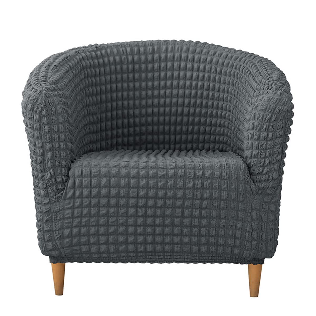 Niccen Dark Grey Stretch Club Chair Slipcover Seersucker Tub Chair Cover Armchair Slipcovers, Spandex Non-Slip Barrel Chair Cover For Dining Living Room Office Chair