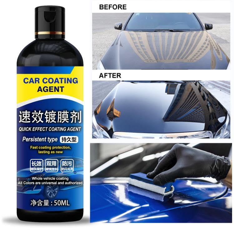 Image of Car Coating Spray, Quick Effect Coating Agent, Quickly Coat Car Wax, Car Scratch Wax Polish Spray Waterless Wash, Oil Film Emulsion Glass Cleaner 50ml (Pack Of 2)