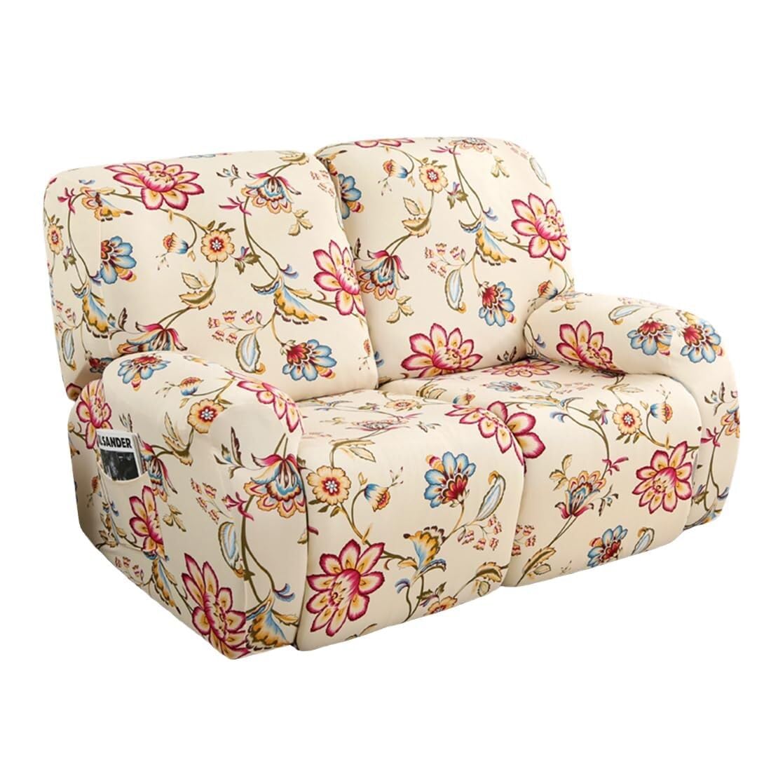 Uyeoco Boys #1 4/6/8 Piece Recliner Chair/Sofa Slipcover With Pockets 2/3/1 Seat Recliner Stretch Sofa Covers Lazy Chair Cover Reclining Couch Slipcover Fallon Collection Slipcover For Recliner With Elastic Bott