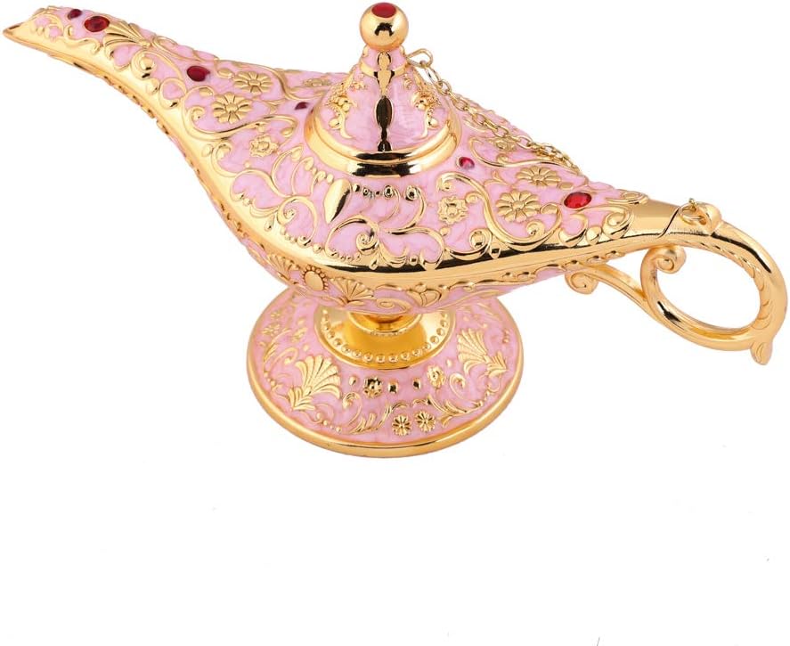 Gusnilo Vintage Aladdin Magic Lamp Genie Collector's Edition /Wedding Table Decoration,Collectable Rare Classic Arabian Props Aladdin Pot & Delicate Gift for Party/Birthday(Pink)
