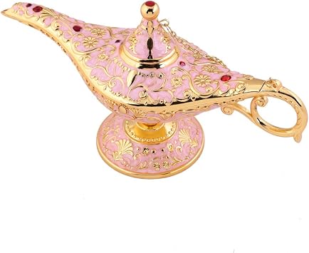 Vintage Aladdin Magic Lamp Genie Collectors Edition /Wedding Table Decoration,Collectable Rare Classic Arabian Props Aladdin Pot & Delicate Gift for Party/BirthdayPink
