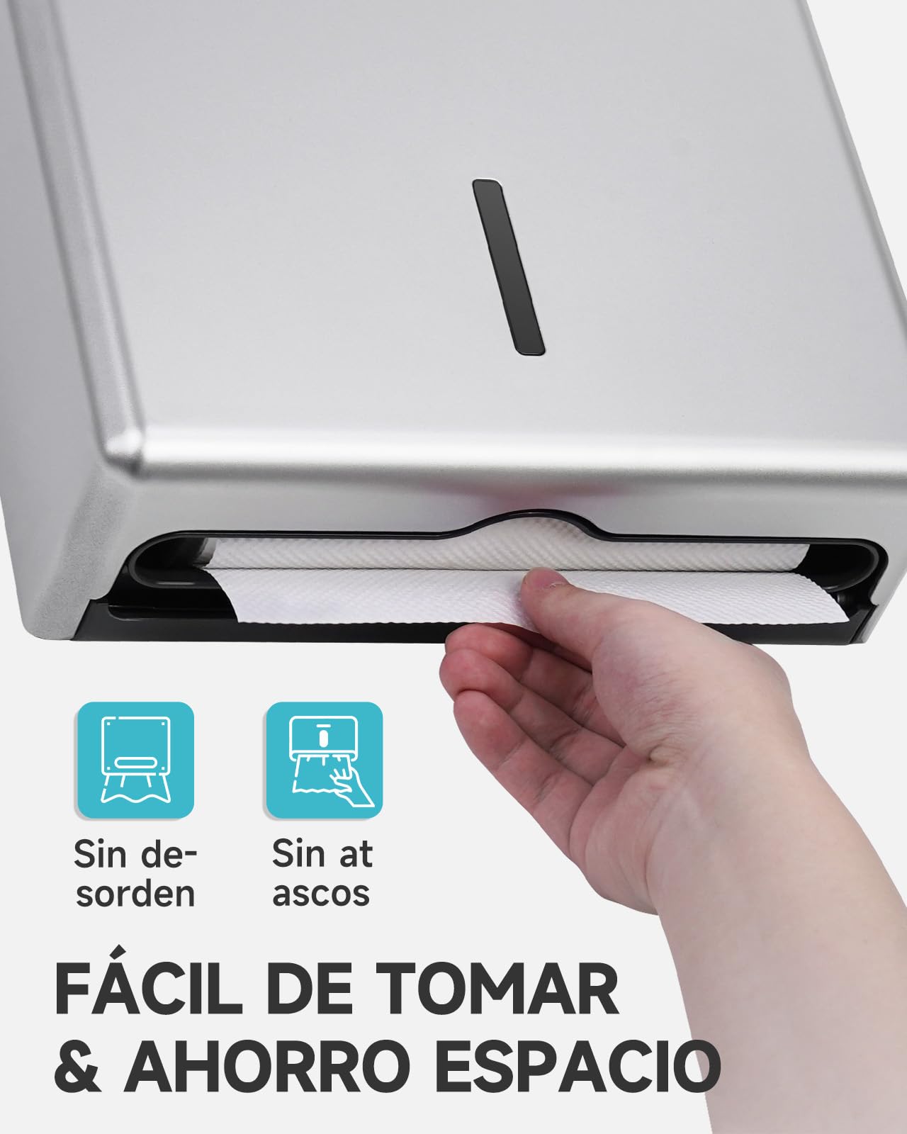 AIKE Dispensador Estándar De Toallas De Papel, 400-Hojas De Pared para Toallas H2, Pliegue Z Y Multipliegue (Tamaño ≤25,2 * 9cm), AK5302