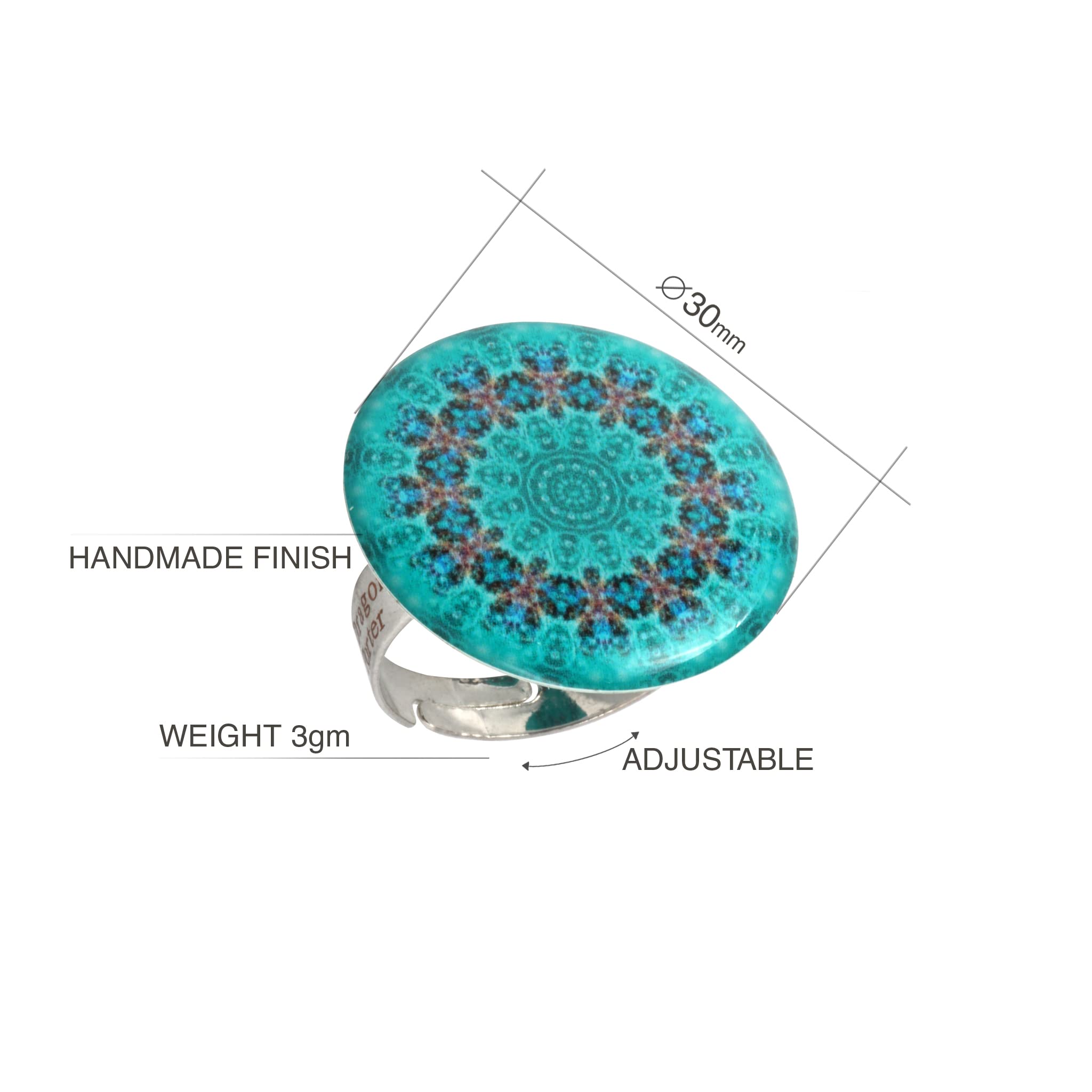 Boho Groß Mandala Design Runde Statement Ringe Einstellbar Schmuck für Damen