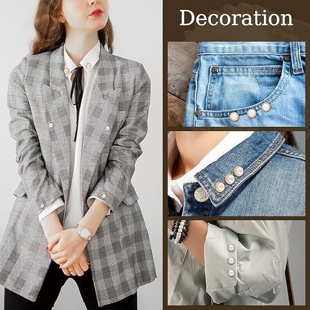 Image of ARLICORPING 20Pcs Women Shirt Brooch Pearl No Sew Button Pins Instant Jeans Safety Pin