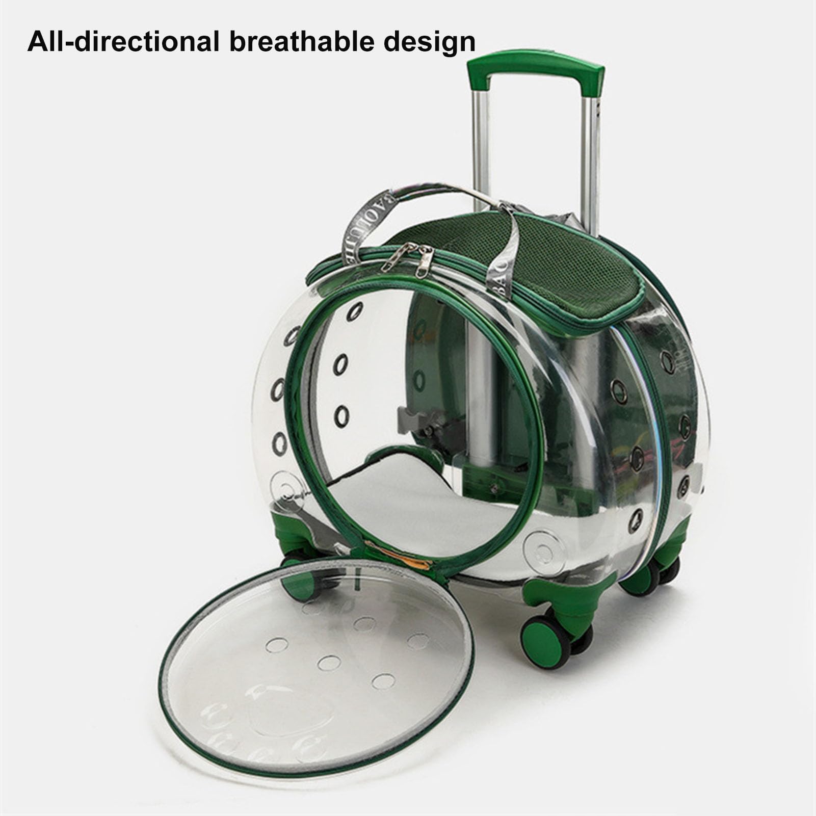 Carrello per animali domestici con ruote, zaino portatile pieghevole per cani e gatti, borsa da viaggio di grande capacità con manico telescopico