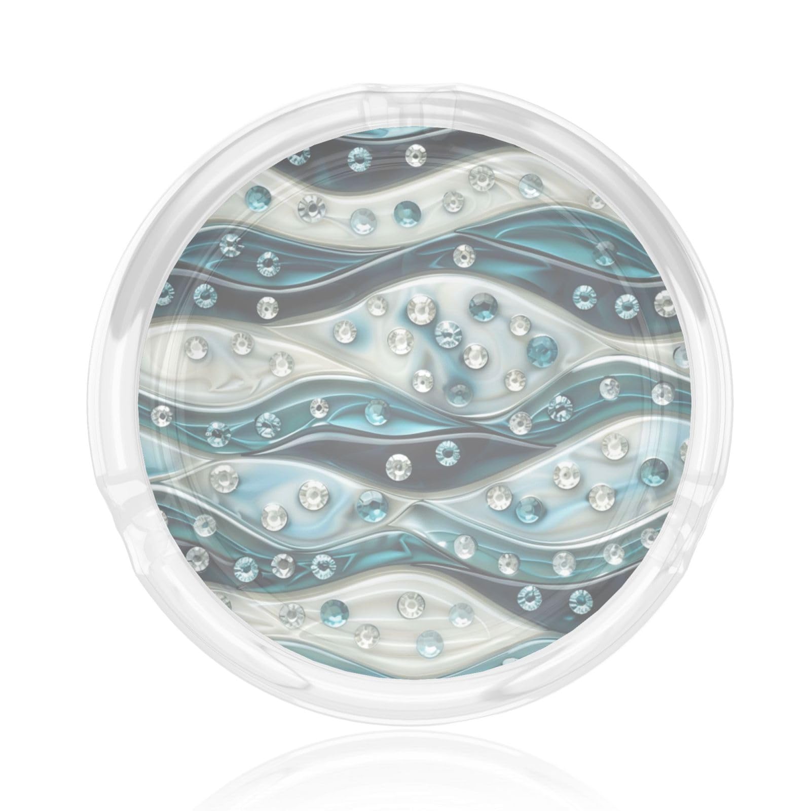 Rhinestones Flowing Ocean Waves Glass Ashtray For Cigarettes Ash Trays Case For Home Office Decor