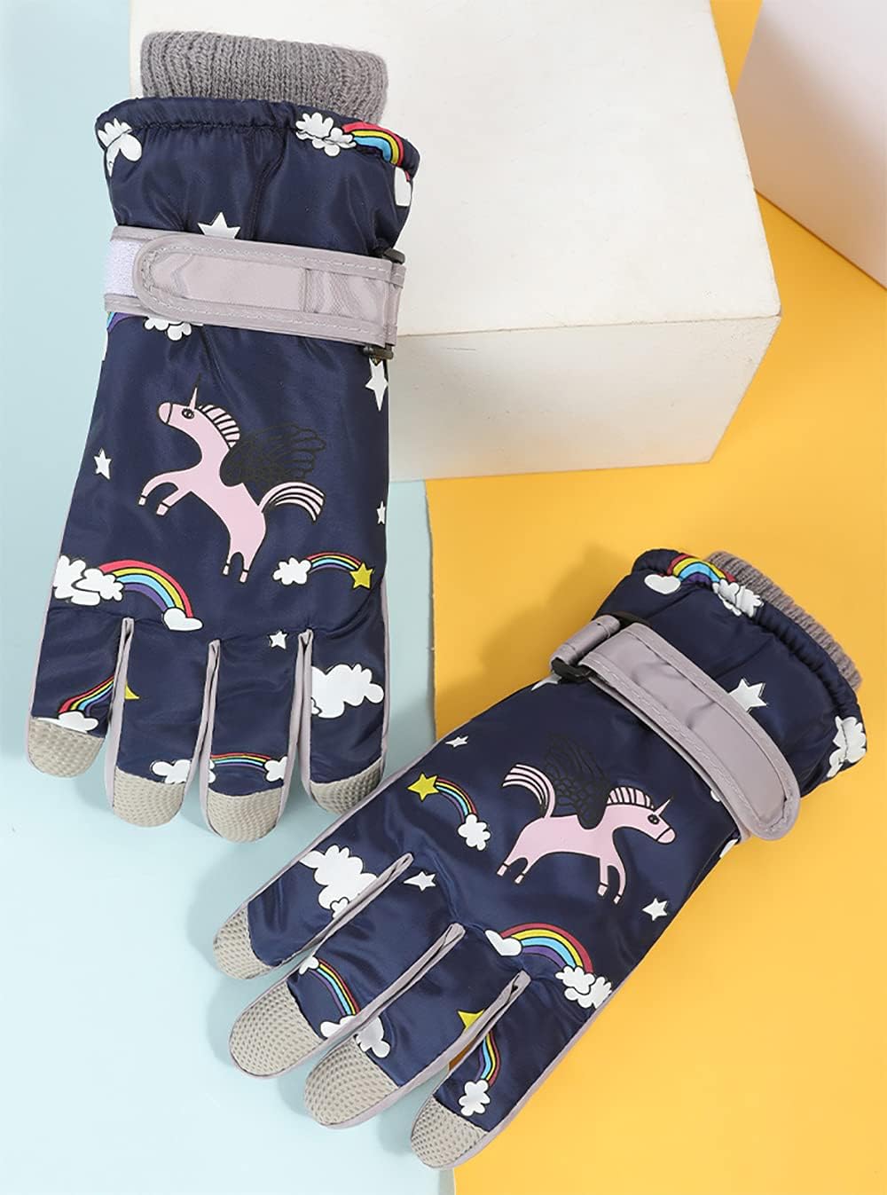 RARITYUS Kids Cute Unicorn Gloves Waterproof Winter Ski Fleece Lined Snow Glove Thermal Warm Mittens for 3-9 Boys Girls