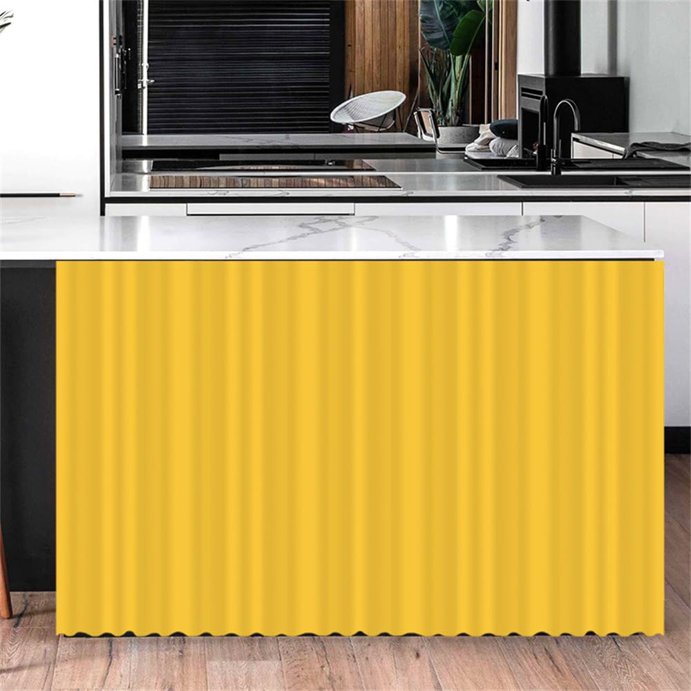 Highdi Dustproof Curtain, Cupboard Short Kitchen Hideaway Small Curtains - No Drilling Is Required with Self Adhesive for Under Sink, Bookcase, Bathroom (Yellow,W70* H90cm)