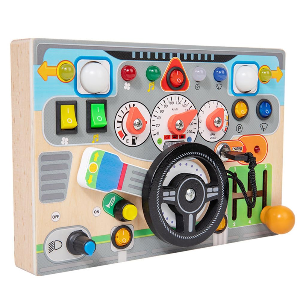 Holz-Busyboard-Lenkspielzeug, Fahrsimulator-Spielzeug, Montessori-Sinnesbildungsspielzeug