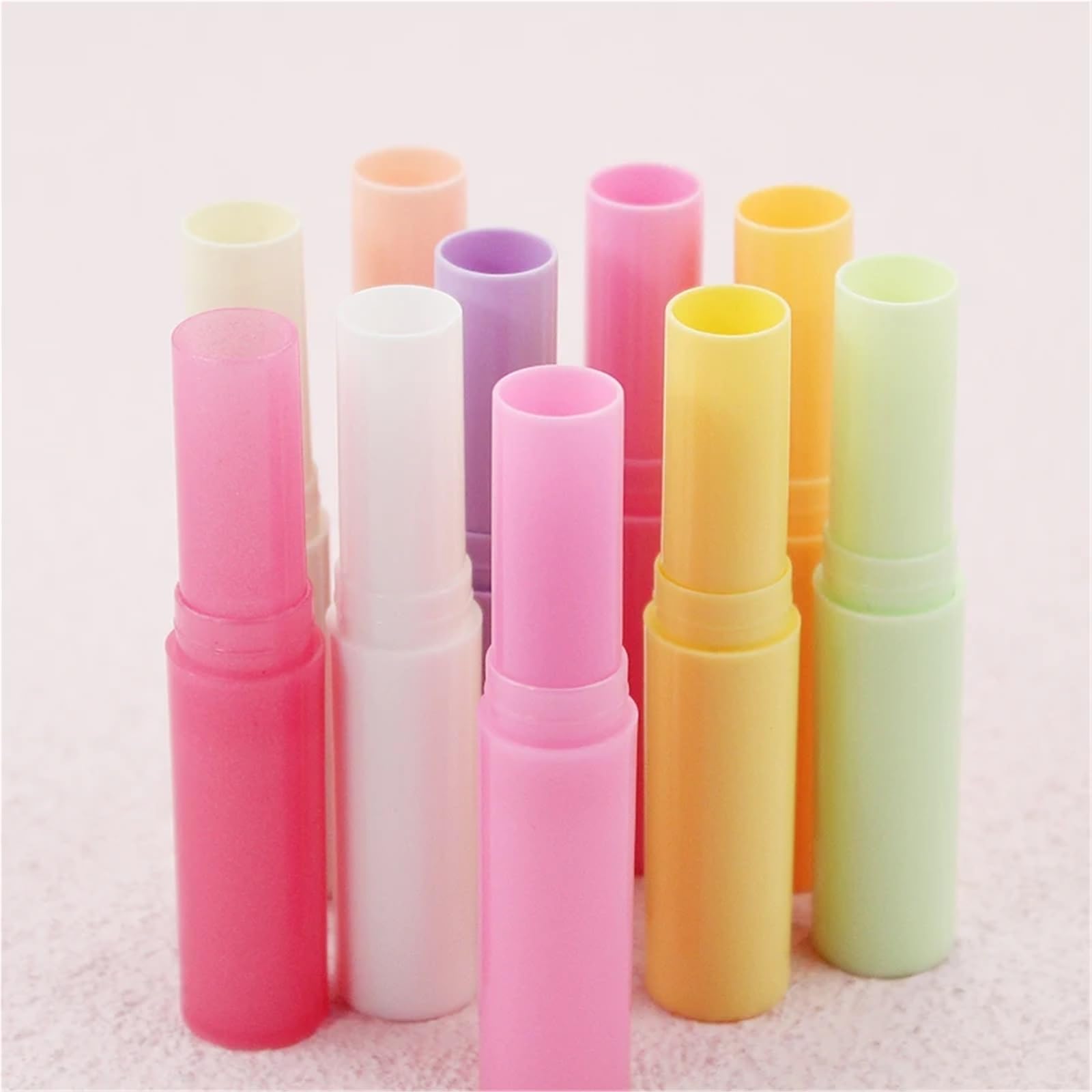 Contenitori per balsamo per le labbra, 30/50/100 pezzi, 4 ml, contenitori per balsamo per labbra con tappi, portatili, mini tubetti vuoti, per rossetti, cosmetici da viaggio (beige, 50 pezzi)