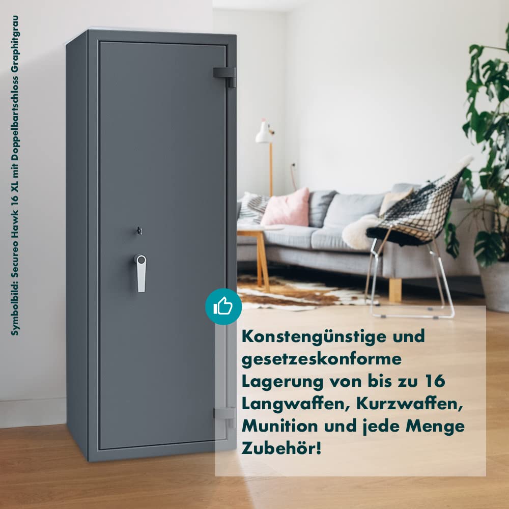 SafeHero Secureo Hawk 16 XL Waffenschrank Klasse 0 EN 1143-1 für Langwaffen mit Elektronikschloss