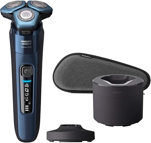 Philips Norelco Shaver 7700 afeitadora eléctrica recargable en húmedo y seco con tecnología SenseIQ cápsula de limpieza rápida soporte de carga y