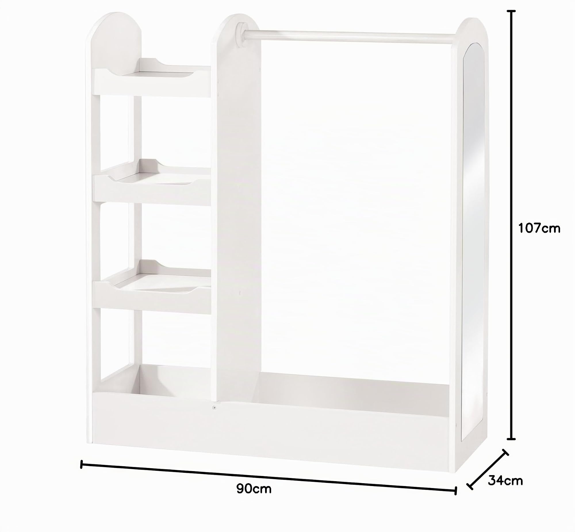roba Perchero Infantil con Espejo y Compartimento para Zapatos - Vestidor para Niños con Perchero y Estantes - Certificado EPH - Lacado Blanco