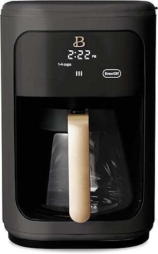 Hermosa cafetera, 14 tazas, pantalla táctil, programable, 1200W, acero inoxidable, mantener el calor, temporizador 24h apto para lavavajillas (negro
