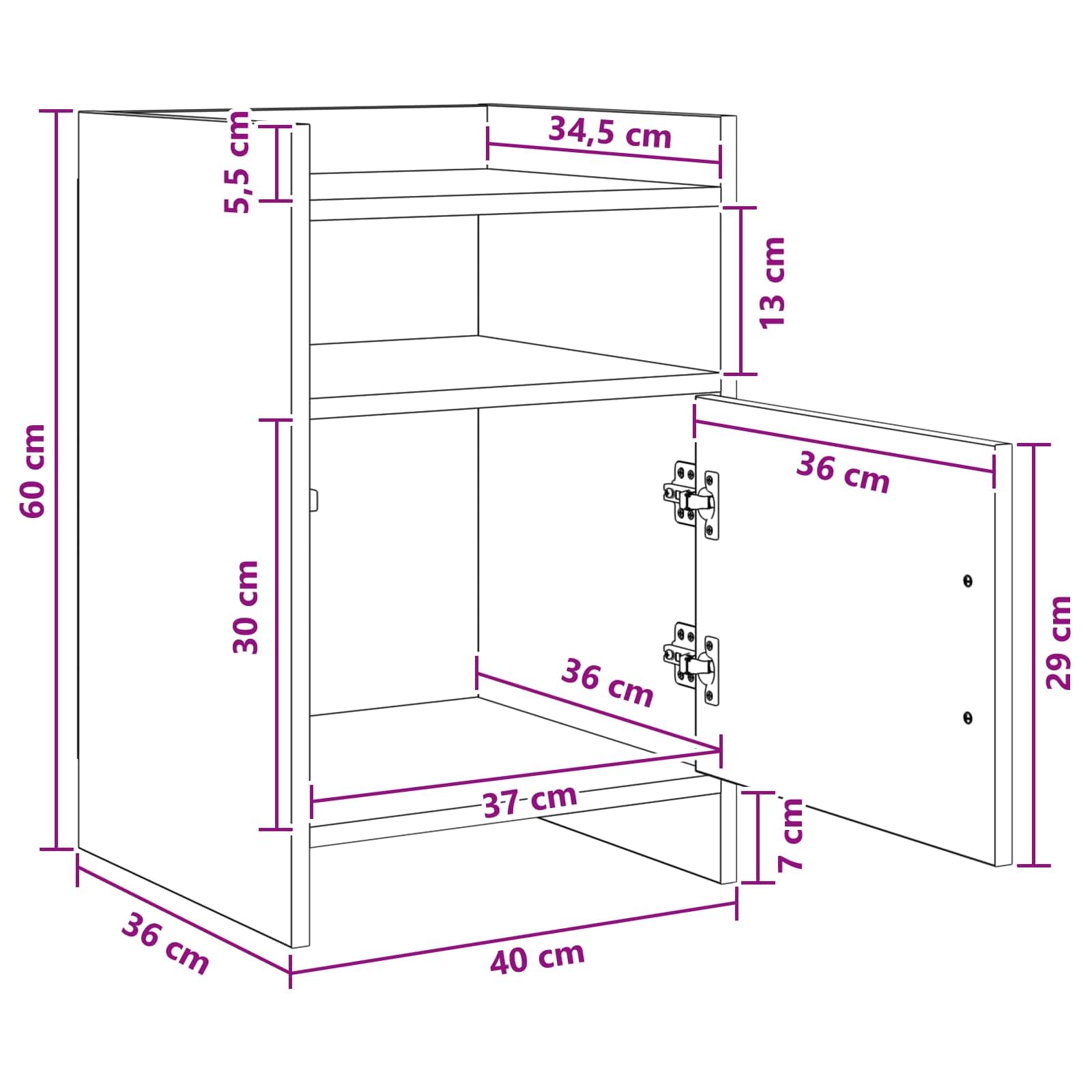 Comodino in rovere Sonoma 40 x 36 x 60 cm, con maniglia in metallo, 1 mensola, vano portaoggetti, comodino per camera da letto, comodino, portaoggetti moderno