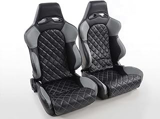 Par de asientos de coche Las Vegas piel sintética negra gris reclinable abatible -32642962