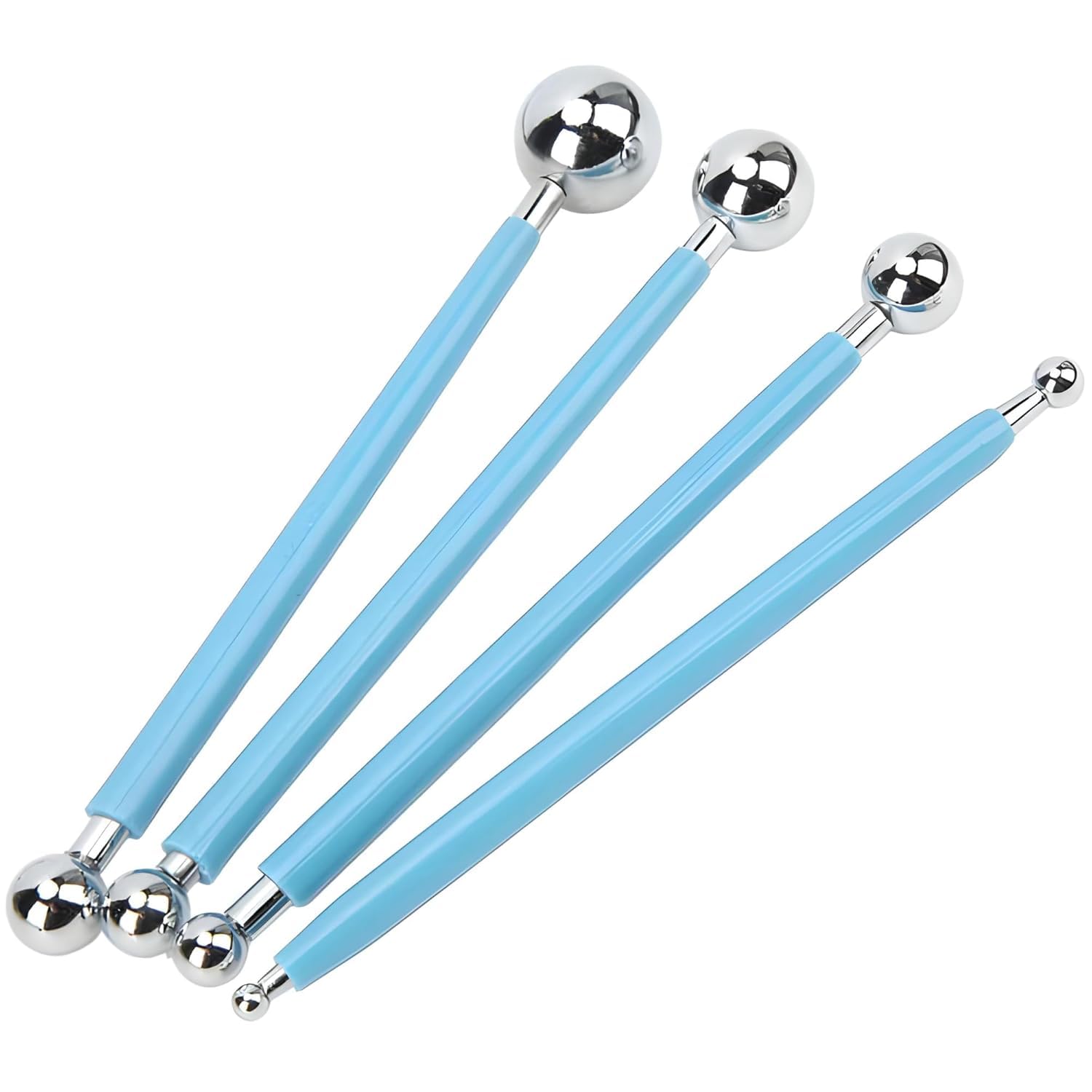 Professional 8-Way Ball Stylus Dotting Tools Set (4-Pack) – Stainless Steel Mandala Rock Painting Kit, Polymer Clay Sculpting, Cake Fondant Modelling & Nail Art Embossing Tools Blue Handles-image-21
