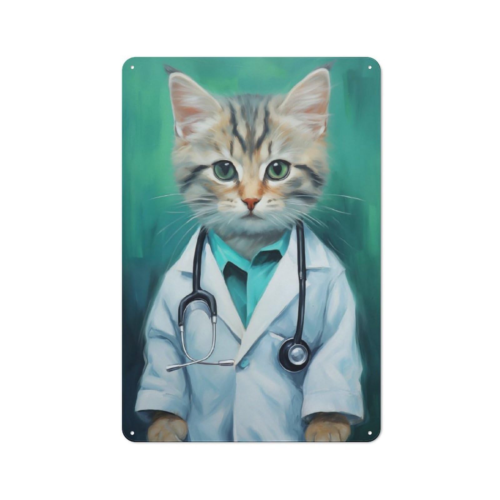 Junmoney Kitty Doctor Industrial-Style Metal Sign 30X20cm For Home Bar Wall, Housewarming Wall Decor For People Furnishing Home Bar