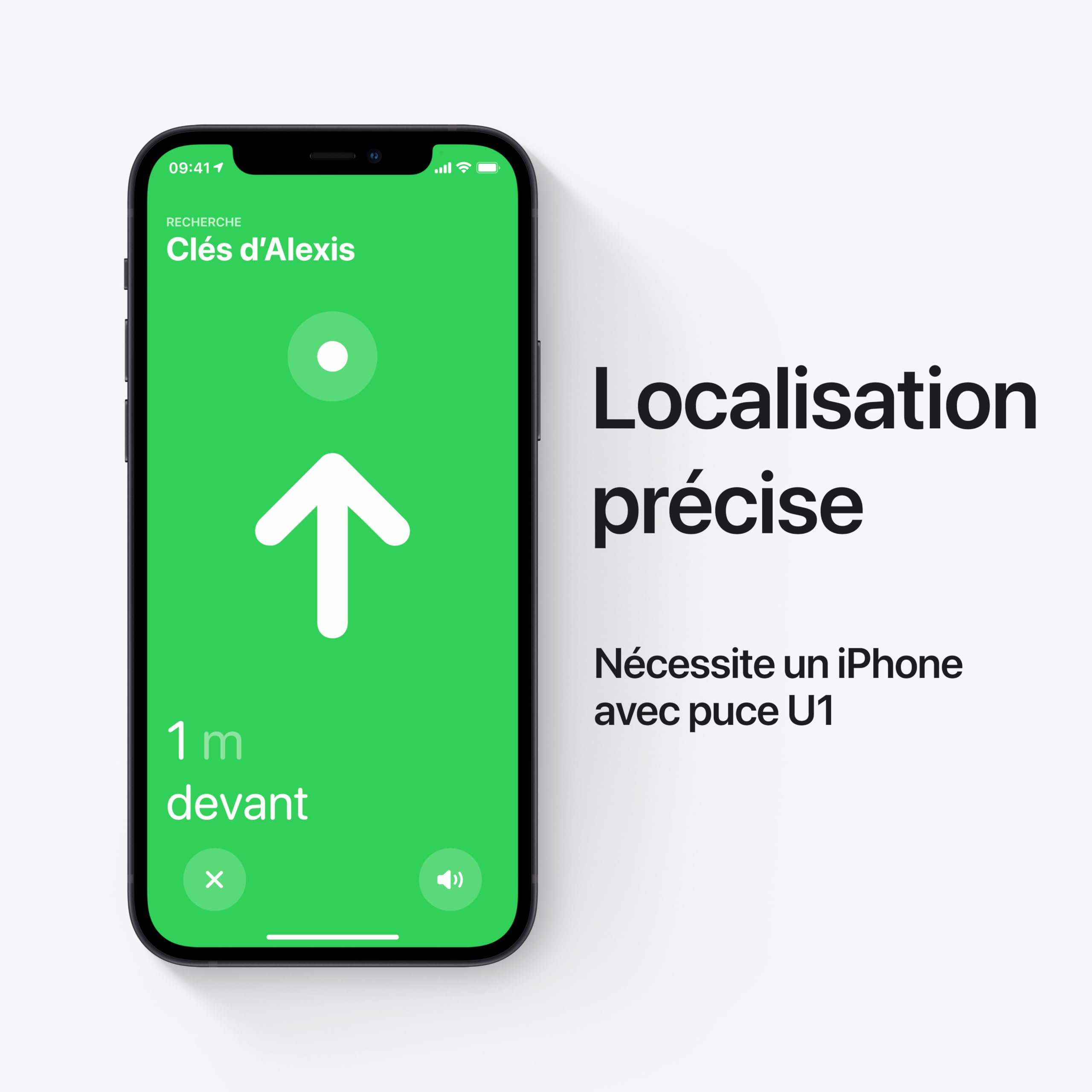 Apple AirTag (1ᵉ génération). Repérer Votre Trousseau de clés, Porte-Feuille, Valise, Sac. Résistant à l'eau. Batterie remplaçable. Compatible avec iPhone ou iPad.