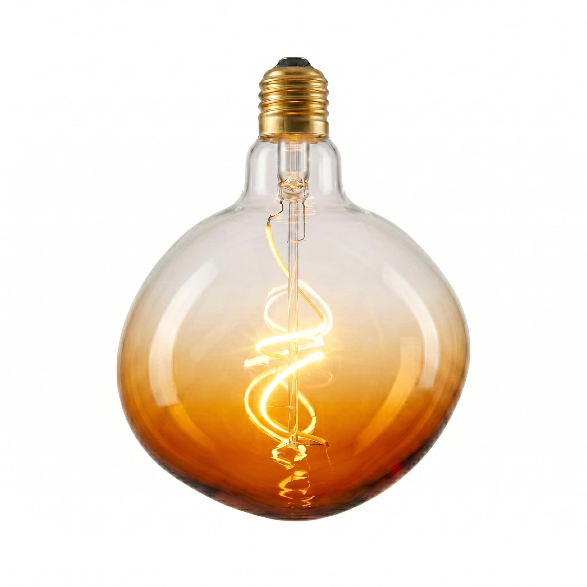6W E27 XXL LED Lampe Melted Ice Bernstein Dimmbar 2700K | Dunkler Bernstein-Farbverlauf am Sockel. Schafft Retro-Atmosphäre für Schlafzimmer, Café und Restaurant.