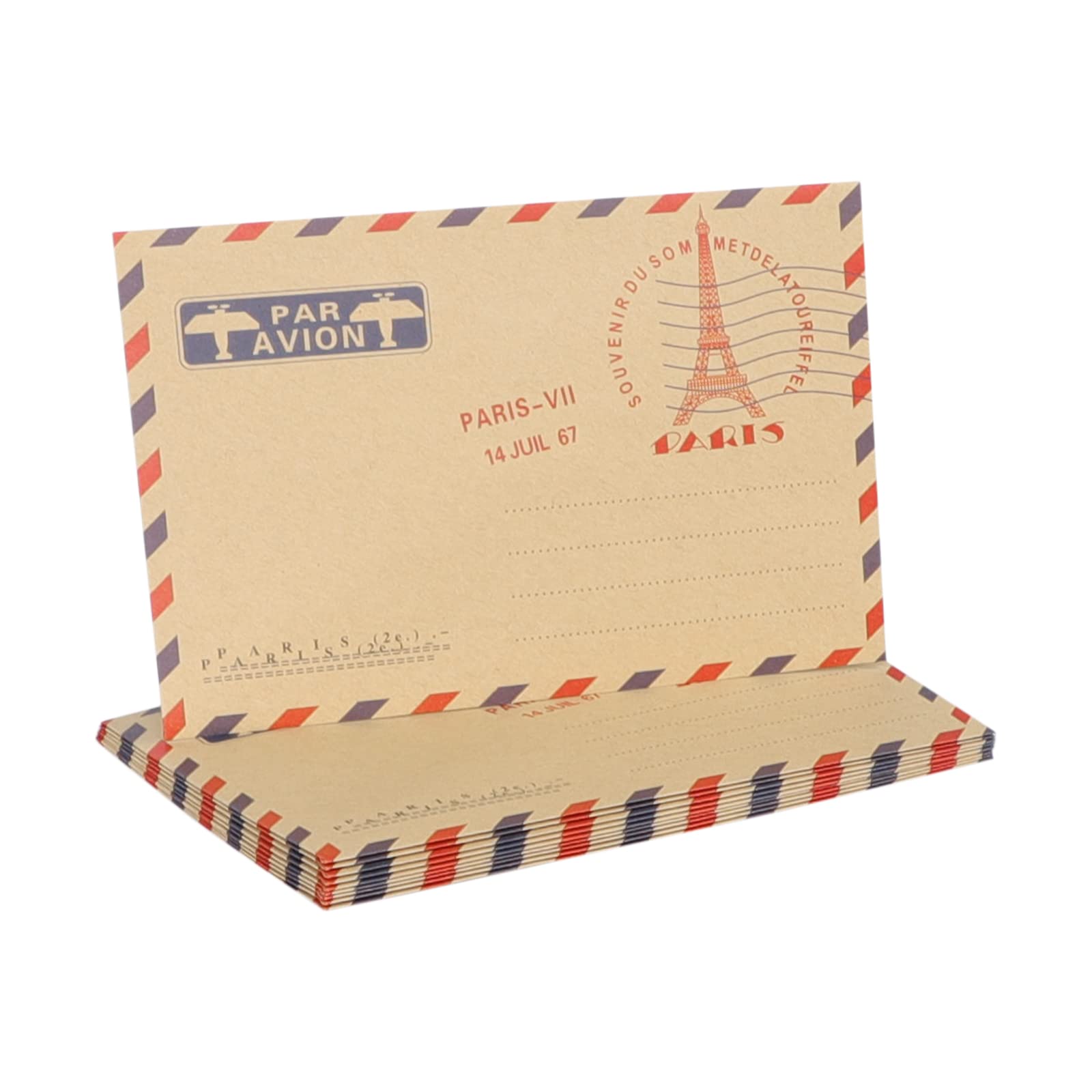 10 Pcs Vintage Kraft Paper Envelopes 162 X 110mm with Exquisite Pattern, Brown Airmail Envelopes for Postcard Gift