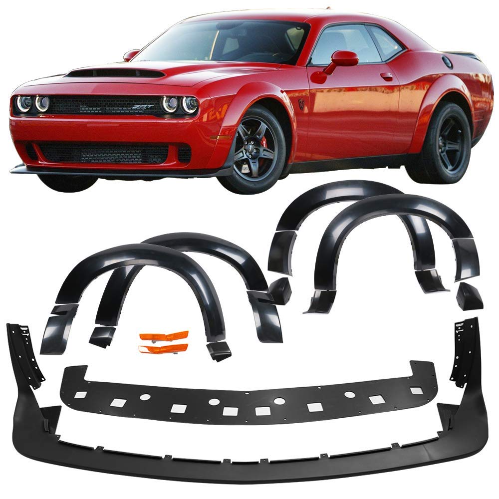 Front Bumper Lip + Fender Flares Compatible With 20152021 Dodge