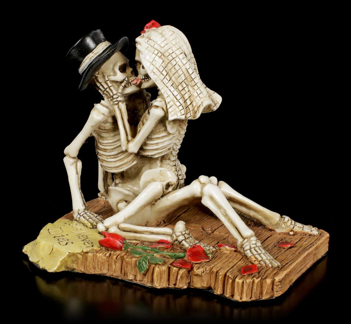 Esqueleto Gothic-Brautpaar Figura - Amor Never Dies Fantasy-Dekofigur, Pintado a Mano, H 9 CM
