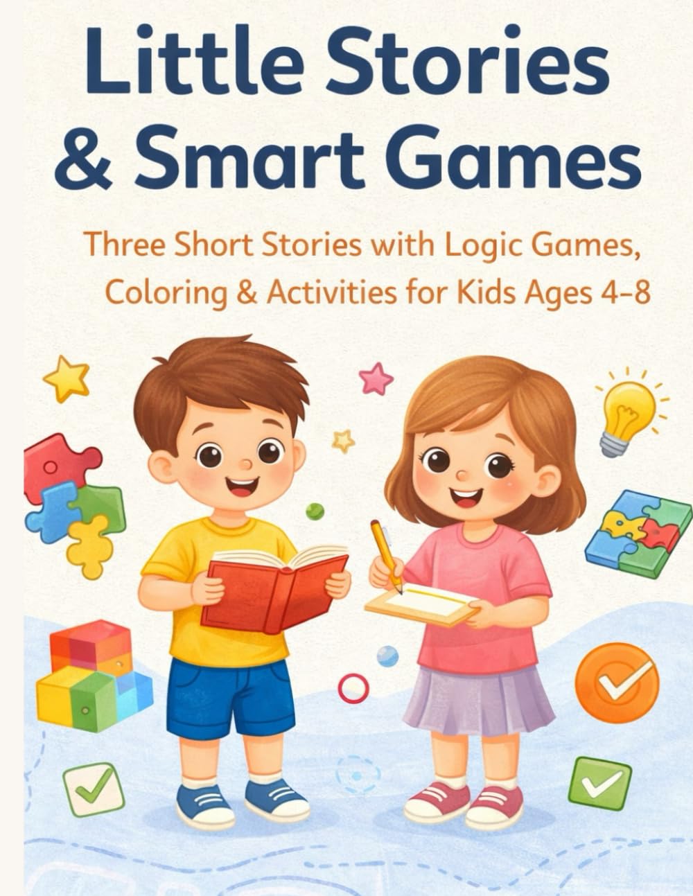 Little Stories & Smart Games: Three Short Stories with Logic Games, Coloring & Activities for Kids Ages 4 - 8