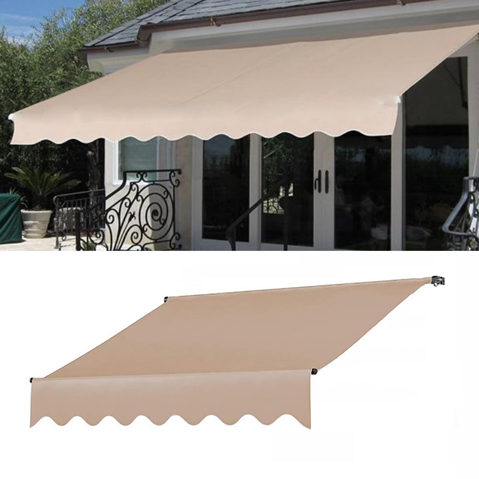 Toile de rechange auvent sans serrage en polyester enduit PU ivoire durable Solut