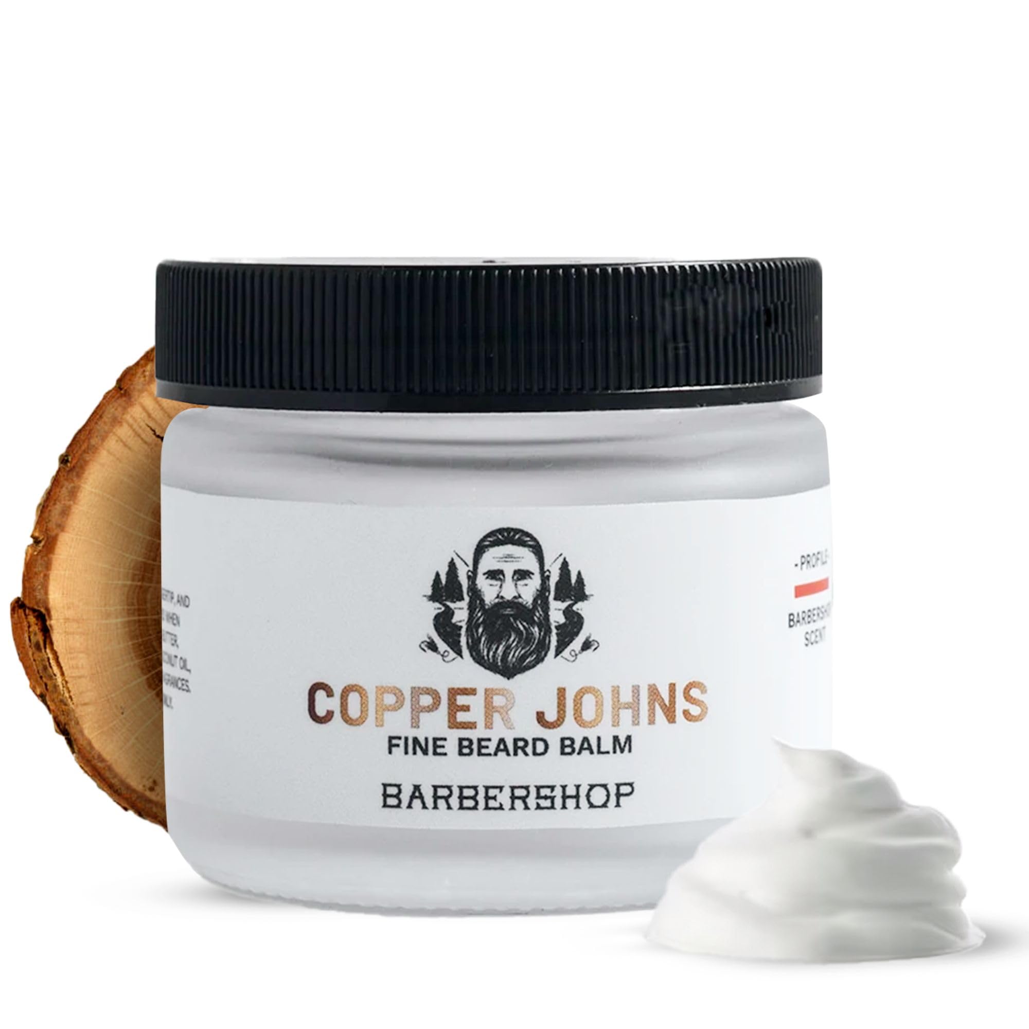 Natural Beard Balm for Men, Medium to Firm Hold & Seals in Moisture with Shea Butter, Jojoba Oil, & Sea Minerals, Barbershop-Warm Wood & Bay Rum, 2oz