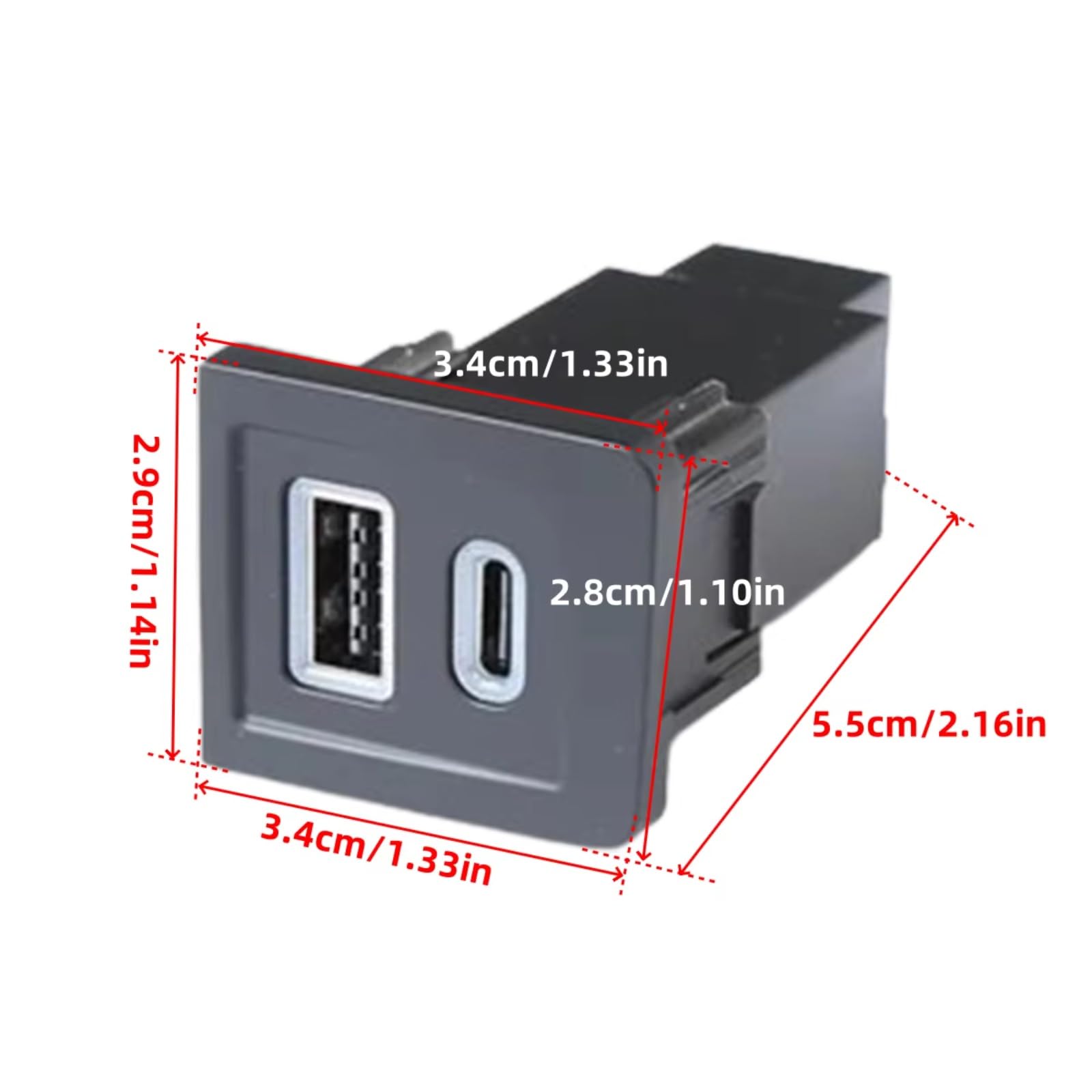Consola Central Con Puerto USB Compatible Con VW Para T5 2009-2015 PD Coche Tipo C QC 3,0 Rápido Cargador Central Puerto USB