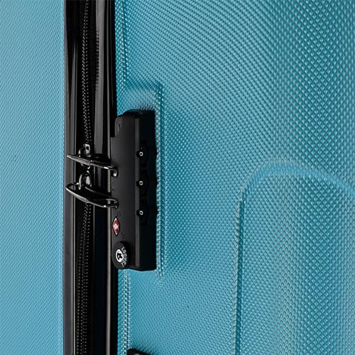 3 Piece Hard Luggage Box with Rotating Wheels 3 Piece Suitcase Set Travel Suitcase Set Retractable Handle(20/24/28)" Baby Blue4