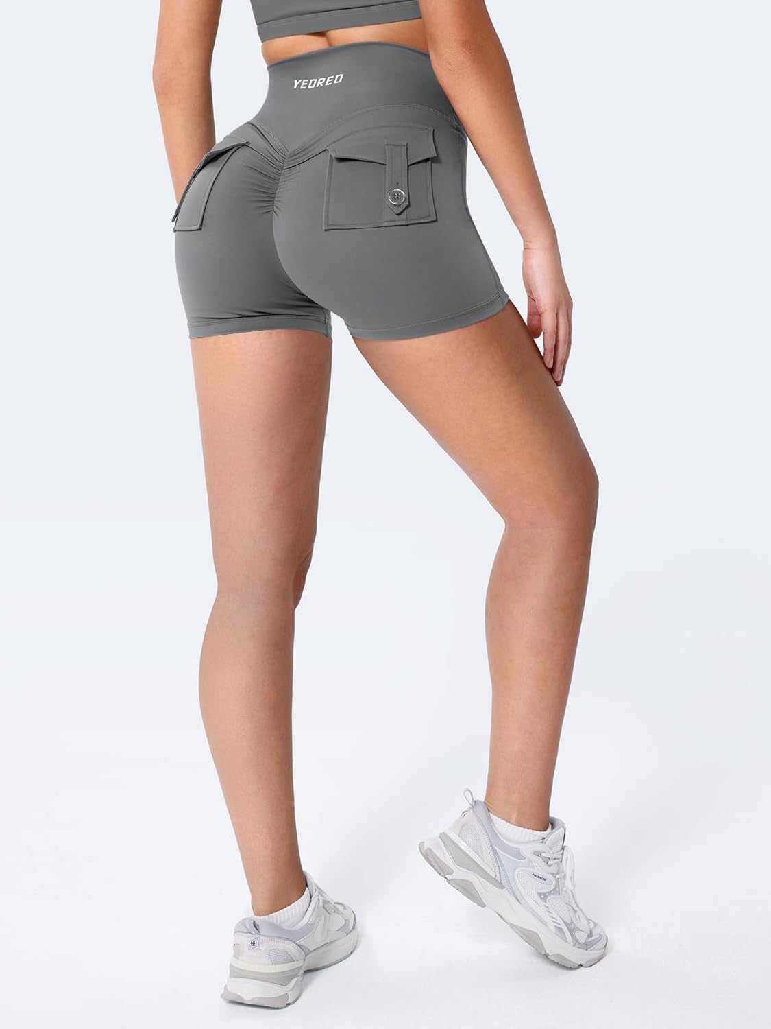 YEOREO CoreFlex Scrunch Workout Shorts with Pockets Charm Gym Biker Shorts for Women High Waisted Booty Yoga - Image 4