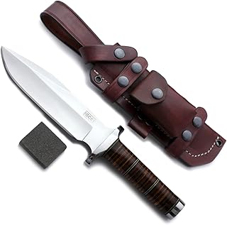 GCS Handmade D2 steel Hunting Knife G10 Handle Fixed Blade Knife with Right Hand Scout Carry Buffalo Leather Sheath and Sharpening Stone for Hunting Camping Survival and EDC GCS 756 - GCS Knives